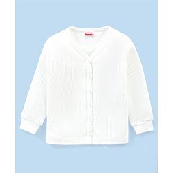 Babyhug Front Open Full Sleeve Solid Color Front Open & Pullover Thermal Vests Pack of 2 - Off White