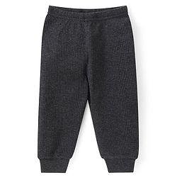 Babyhug Solid Full Sleeves Thermal Vests & Pant Set - Dark Grey