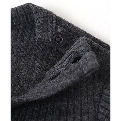 Babyhug Solid Full Sleeves Thermal Vests & Pant Set - Dark Grey