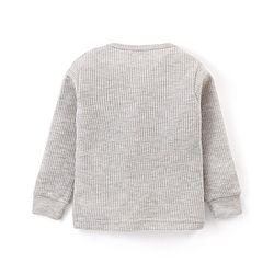 Babyhug Full Sleeves Solid Colour Thermal  T-Shirt & Pant Set with Vest - Light Grey