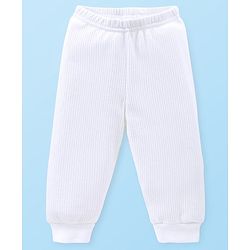 Babyhug Solid Colour Full Sleeve & Sleeveless Thermal Vests & Pant Set - Off White
