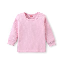 Babyhug Cotton Full Sleeves Thermal Vest and Pant Set Solid - Pink