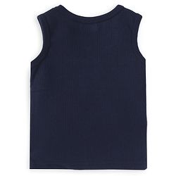 Babyhug  Full Sleeves Thermal Vest Pullover & Pant Set Solid Colour - Navy Blue
