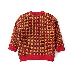 Babyhug Knit Full Sleeves Sweater Set with Aztec Design -Rust Red