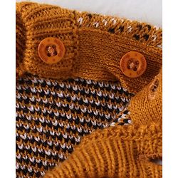 Babyhug Knit Full Sleeves Sweater Set with Aztec Design- Mustard