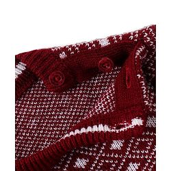 Babyhug Knitted Full Sleeves Sweater & Pant Set with Diamond Design - Red