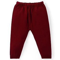 Babyhug Knitted Full Sleeves Sweater & Pant Set with Diamond Design - Red