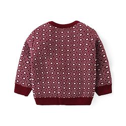 Babyhug Knitted Full Sleeves Sweater & Pant Set with Diamond Design - Red