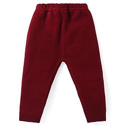 Babyhug Knitted Full Sleeves Sweater & Pant Set with Diamond Design - Red