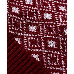 Babyhug Knitted Full Sleeves Sweater & Pant Set with Diamond Design - Red