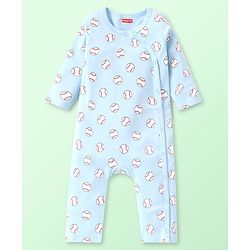 Babyhug 100% Cotton Knit Full Sleeves Rompers with Baseball & Bunny Print  Pack of 2 - Multicolour