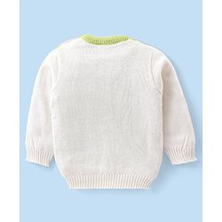 Babyhug Knitted Full Sleeves Sweater Set with Floral Design - Lime Green
