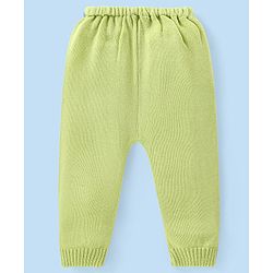 Babyhug Knitted Full Sleeves Sweater Set with Floral Design - Lime Green