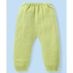 Babyhug Knitted Full Sleeves Sweater Set with Floral Design - Lime Green