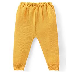 Babyhug Knitted Full Sleeves Sweater Set with Floral Design - Yellow