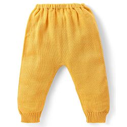 Babyhug Knitted Full Sleeves Sweater Set with Floral Design - Yellow