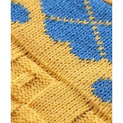 Babyhug Knitted Full Sleeves Sweater Set with Floral Design - Yellow