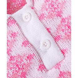 Babyhug Knitted Full Sleeves Collar Neck Sweater Set With Aztec Design - Pink