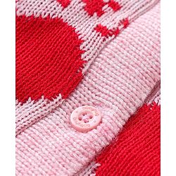 Babyhug Knitted Full Sleeves Front Open Sweater Set with Heart Design - Multicolour