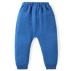 Babyhug Knit Full Sleeves Pullover Sweater Intarsia Design - Blue & Orange