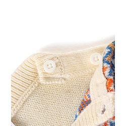 Babyhug Knit Full Sleeves Pullover Sweater Intarsia Design - Blue & Orange