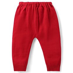 Babyhug Knit Full Sleeves Sweater Set with Christmas Theme Design - Red