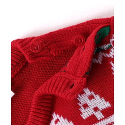 Babyhug Knit Full Sleeves Sweater Set with Christmas Theme Design - Red