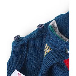 Babyhug Knitted Full Sleeves Sweater Set  with Argyle Design - Navy Blue & Grey