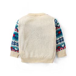 Babyhug Knitted Full Sleeves Pullover Sweater Set with Intarsia Design - Multicolour