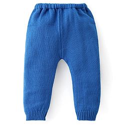 Babyhug Knitted Full Sleeves Striped Sweater Set - Blue & Lime
