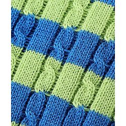 Babyhug Knitted Full Sleeves Striped Sweater Set - Blue & Lime
