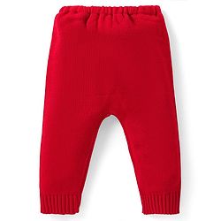 Babyhug Knit Full Sleeves Sweater & Pant Set Stripe Design - Red & Navy Blue