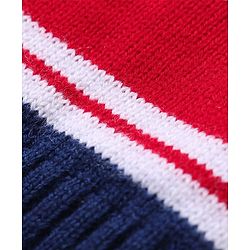 Babyhug Knit Full Sleeves Sweater & Pant Set Stripe Design - Red & Navy Blue