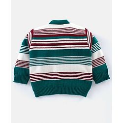 Babyhug Knitted Full Sleeves Striped Sweater Set - Green