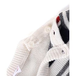 Babyhug Knit Full Sleeves Sweater & Pant Set Stripe Design - White & Navy Blue