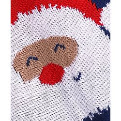 Babyhug Knitted Full Sleeves Santa Designed Pullover Sweater Set - Navy Blue