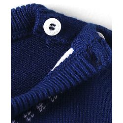 Babyhug Knitted Full Sleeves Santa Designed Pullover Sweater Set - Navy Blue