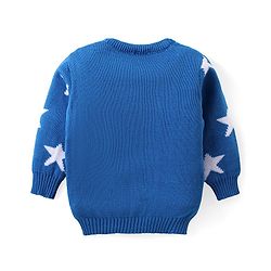 Babyhug Knit Full Sleeves Sweater & Pant Set Star Design - Blue