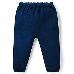 Babyhug Knit Full Sleeves Sweater & Pant Set Stripe Design -Navy Blue Yellow & Grey