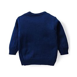 Babyhug Knit Full Sleeves Sweater & Pant Set Stripe & Star Design -Navy Blue