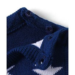 Babyhug Knit Full Sleeves Sweater & Pant Set Stripe & Star Design -Navy Blue
