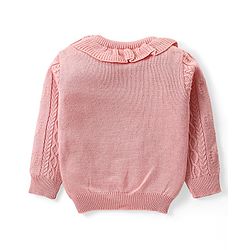 Babyhug Knitted Full Sleeves Pullover Sweater & Pant Set with Cable Knit & Heart Design - Pink