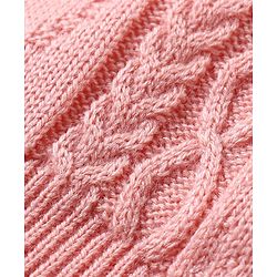 Babyhug Knitted Full Sleeves Pullover Sweater & Pant Set with Cable Knit & Heart Design - Pink