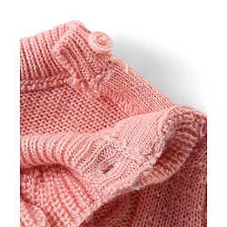 Babyhug Knitted Full Sleeves Pullover Sweater & Pant Set with Cable Knit & Heart Design - Pink