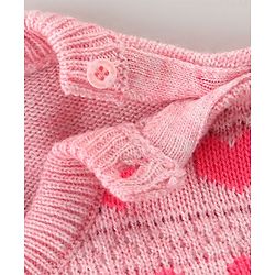Babyhug Knit Full Sleeves Sweater Set with Heart Design -Pink