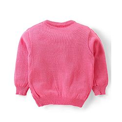 Babyhug Knit Full Sleeves Sweater & Pant Set Heart Design - Pink