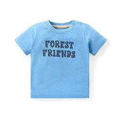 Babyhug Cotton Knit Half Sleeves T-Shirt & Striped Dungaree Set with Tiger Print - Multicolour