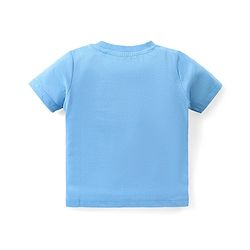 Babyhug Cotton Knit Half Sleeves T-Shirt & Striped Dungaree Set with Tiger Print - Multicolour