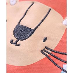 Babyhug Cotton Knit Half Sleeves T-Shirt & Striped Dungaree Set with Tiger Print - Multicolour