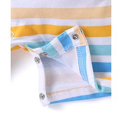 Babyhug Cotton Knit Half Sleeves T-Shirt & Striped Dungaree Set with Tiger Print - Multicolour